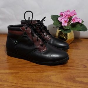 Danexx Ankle Boots Black Leather Lacr Up Size 7M